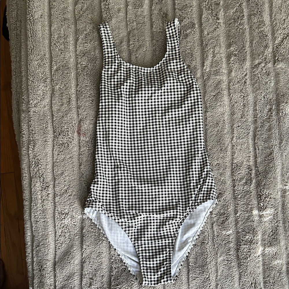 Mango Black and White Checkered Swimsuit